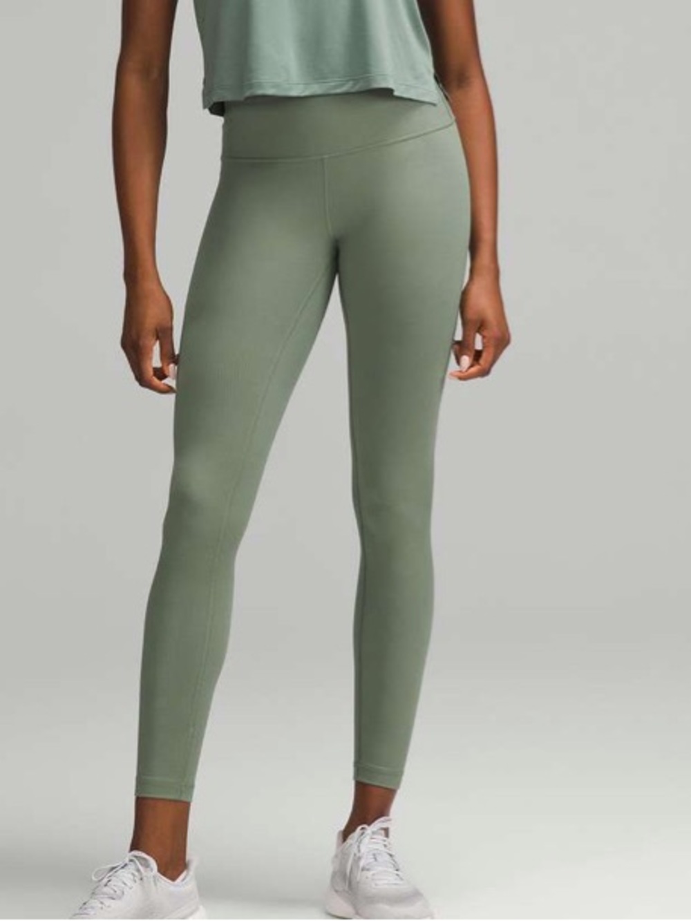 lululemon athletica Wunder Train High-Rise Ribbed Tights women 6 Grey Eucalyptus
